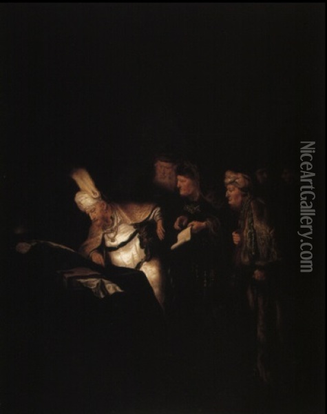Pontius Pilate Refusing To Alter The Inscription To On Christ's Cross Oil Painting - Salomon Koninck
