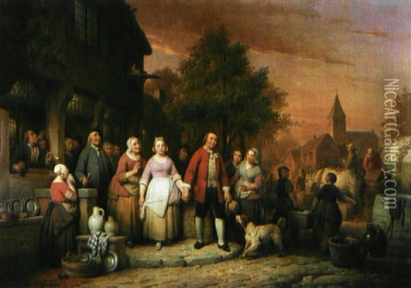 Het Bruidspaar Oil Painting - Ferdinand de Braekeleer the Elder