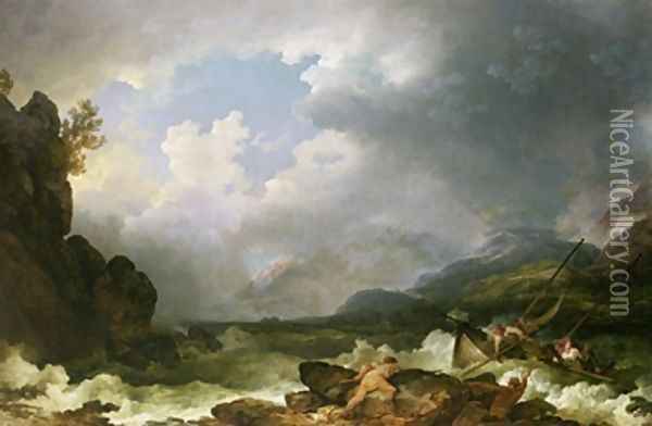 Belle Isle Windermere in a Storm Oil Painting - Philip Jacques de Loutherbourg