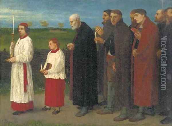 A religious procession Oil Painting - Alphonse Legros