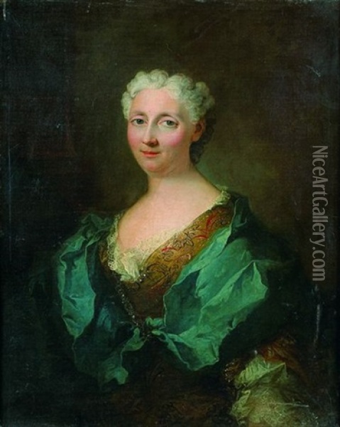 Portrait De Catherine Nicole Gruyer Oil Painting - Robert Levrac-Tournieres