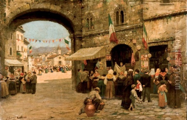 Dia De Mercado En Roma Oil Painting - Jose Juliana Albert