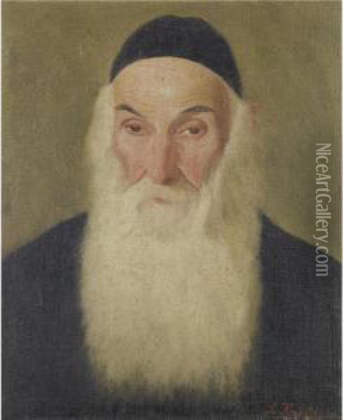 Portrait Of A Rabbi Oil Painting - Lazar' Leibovich Krestin