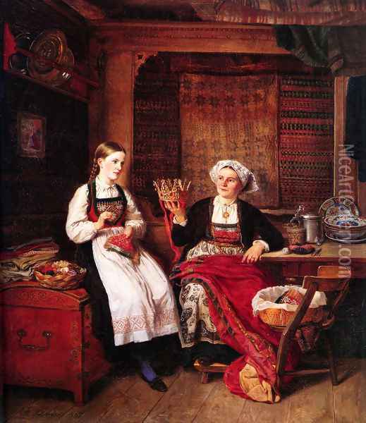 Bestemors Brudekrone (Grandmother's Bridal Crown) Oil Painting - Adolph Tidemand