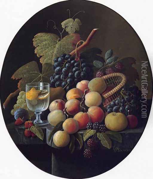 Still Life with Fruit and Wine Glass I Oil Painting - Severin Roesen