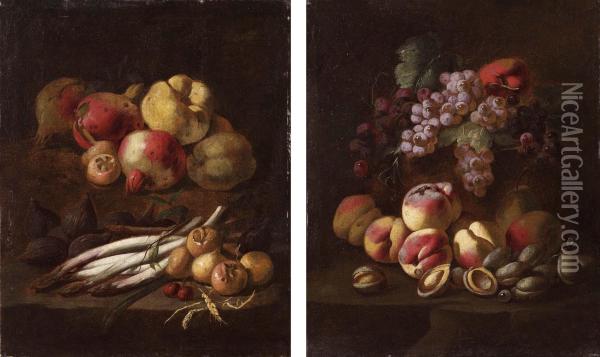 Nature Morte Di Frutta E Verdura Oil Painting - Giacomo Fardella
