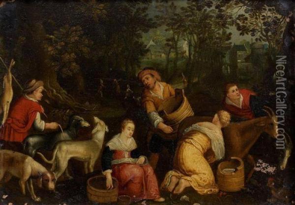 Les Travaux Champ Oil Painting - Jacopo Bassano (Jacopo da Ponte)