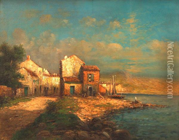 Coastal Village Oil Painting - Pierre Monay