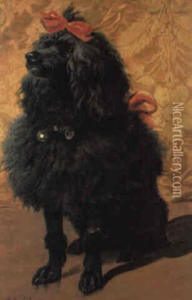 A Poodle Oil Painting - Ferdinand Victor Leon Roybet