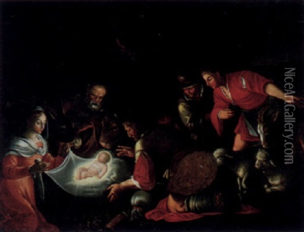 Herdarnas Tillbedjan Oil Painting - Jacopo dal Ponte Bassano