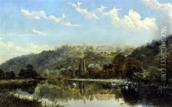 View Of Cliveden From The River Thames Oil Painting - Alfred Augustus Glendening Sr.