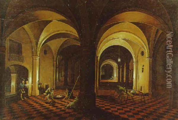 The Interior Of A Crypt With The Liberation Of Saint Peter Oil Painting - Peeter Neeffs the Elder