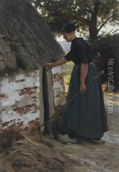 Farmer's Wife By A Hut Oil Painting - Willy Martens