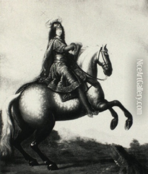 Equestrian Portrait Of Charles Xi Of Sweden Oil Painting - David Klocker Von Ehrenstrahl