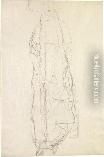 Bildnis Adele Bloch-bauer, Mit Hut Und Tasche Oil Painting - Gustav Klimt