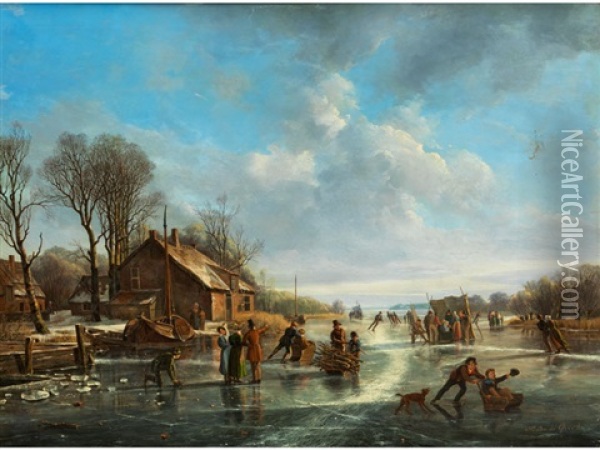 Eisvergnugen Oil Painting - Frans Arnold Breuhaus de Groot