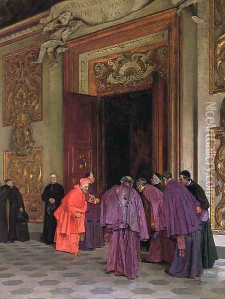 Receiving the Cardinal Oil Painting - Tito-Giovanni Lessi