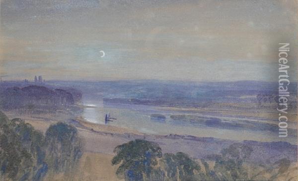The Thames From Richmond Oil Painting - Arthur Severn