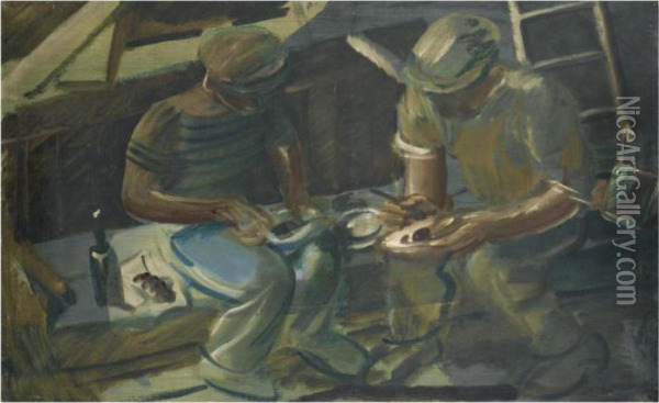 The Fishermen's Breakfast Oil Painting - Alexander Evgenievich Yakovlev