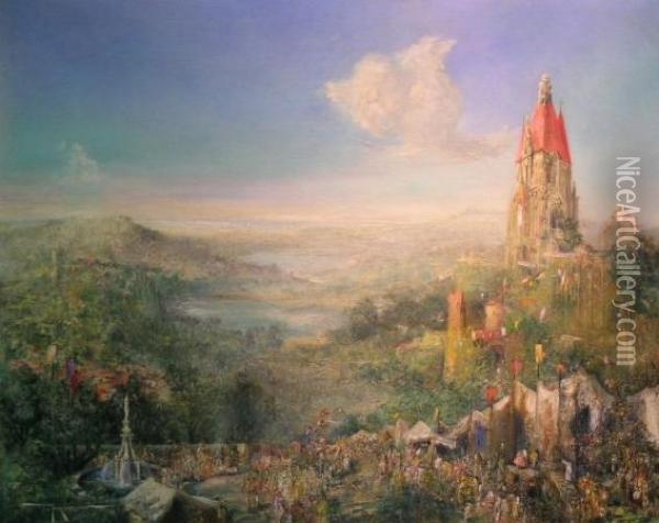 Towering Cathedral Oil Painting - Pinkney Marcius-Simons