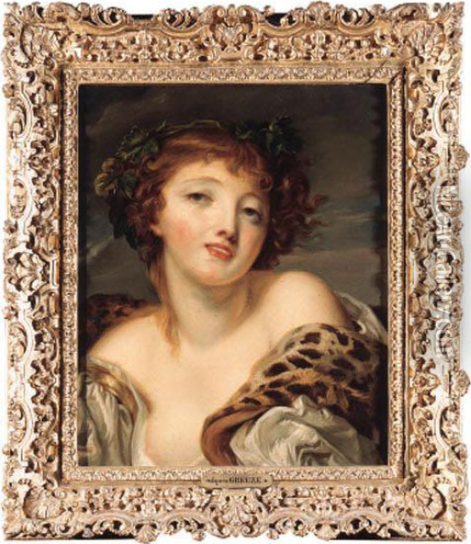 A Bacchante Oil Painting - Jean Baptiste Greuze