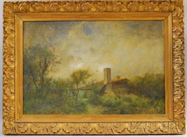 The Log Cabin - Yama Farms Oil Painting - George Inness Jnr.