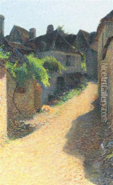Rue Montante Dans La Bastide Du Vert, Vers 1900 Oil Painting - Henri Martin