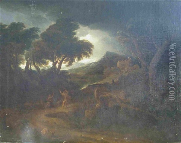 A Land Storm Oil Painting - Edmund Gill