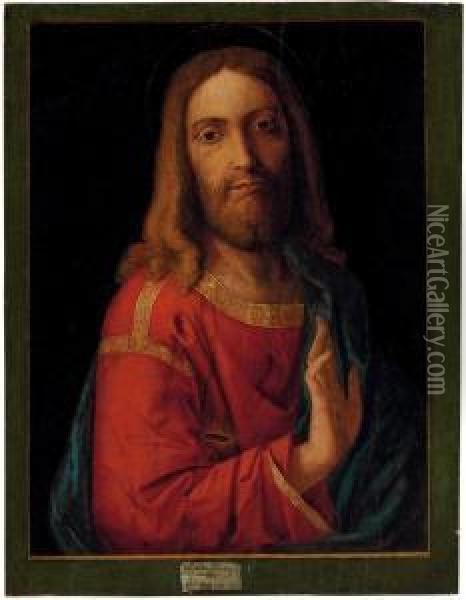 Christ Blessing Oil Painting - Bartolomeo Montagna