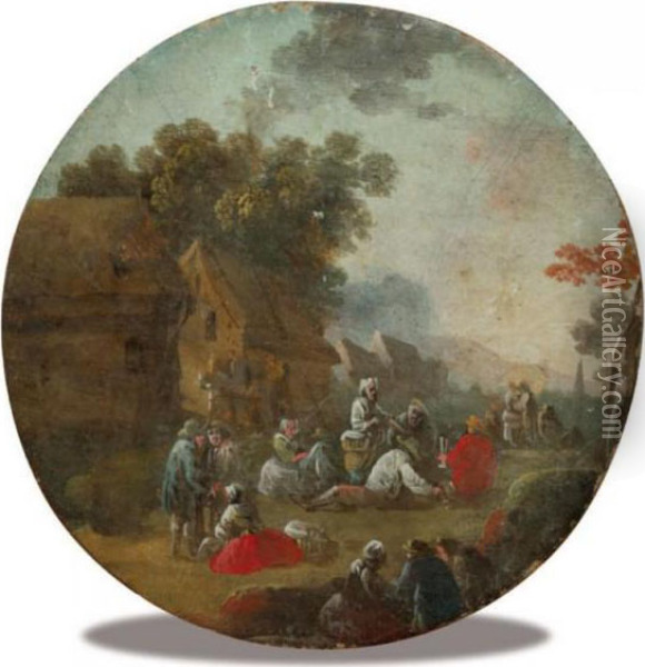 Rejouissances Paysannes Oil Painting - Louis Nicolael van Blarenberghe
