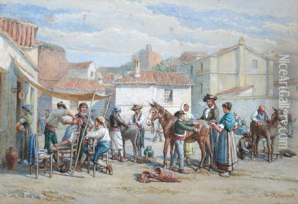 Shaving, Spain Oil Painting - Percy Thomas Macquoid
