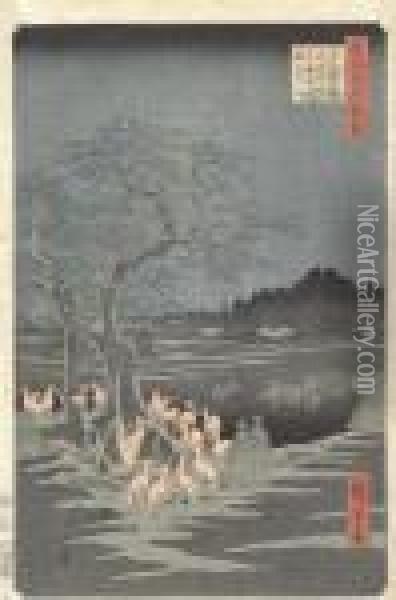 Meisho Edo Oil Painting - Utagawa or Ando Hiroshige