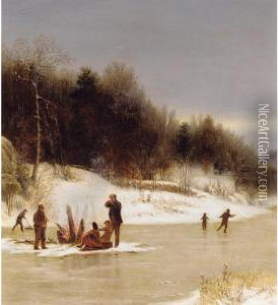 The Skating Party Oil Painting - Jervis McEntee