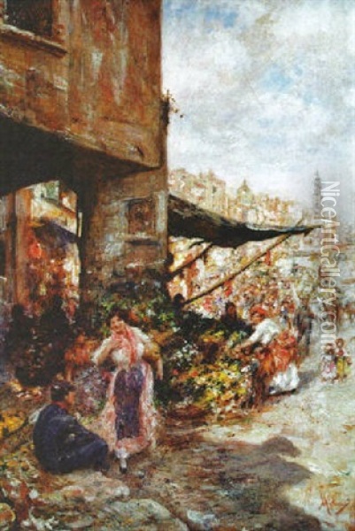 Escena De Mercado Oil Painting - Vincenzo Migliaro