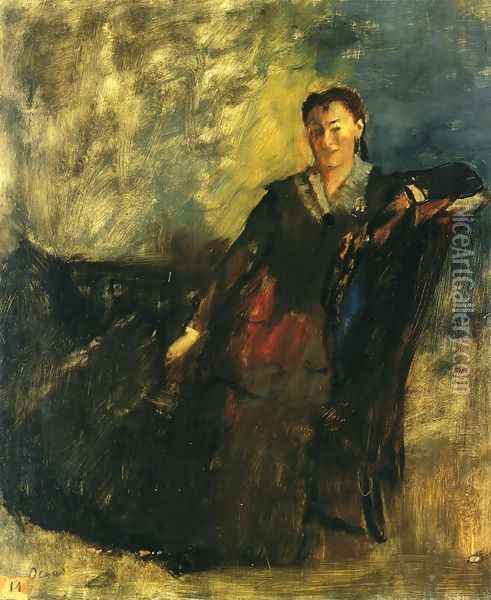Woman Seated on a Canape Oil Painting - Edgar Degas