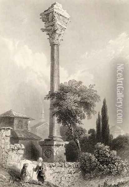 Column of Marcian, Istanbul, Turkey Oil Painting - William Henry Bartlett