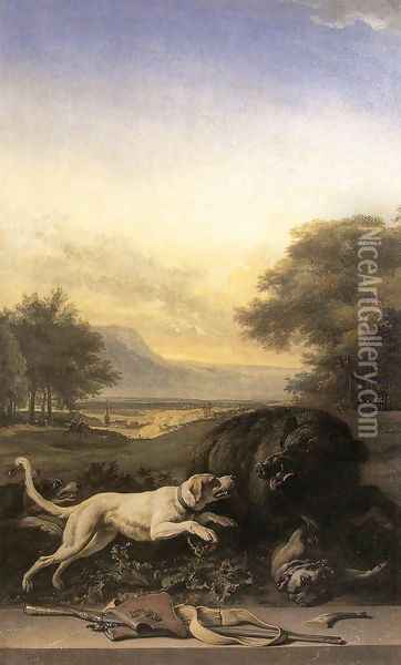 Boar Hunt 1703-16 Oil Painting - Jan Weenix