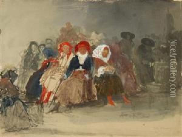 Sitting Women Oil Painting - Josef Navratil
