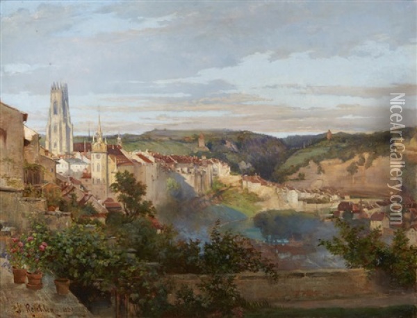 A View Of Fribourg, Switzerland Oil Painting - Jean-Joseph Reichlen
