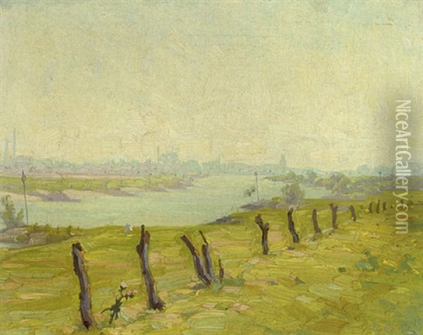 View At The River Ijssel Oil Painting - Co (Jacobus Ahazuerus) Breman