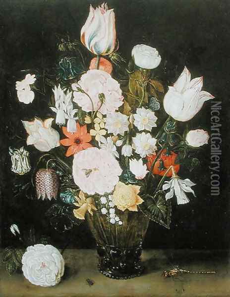 Flowerpiece with Dragonfly Oil Painting - Isaak Soreau