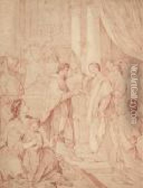 Le Mariage De La Vierge, D'apres Ludovico Carracci Oil Painting - Charles Joseph Natoire