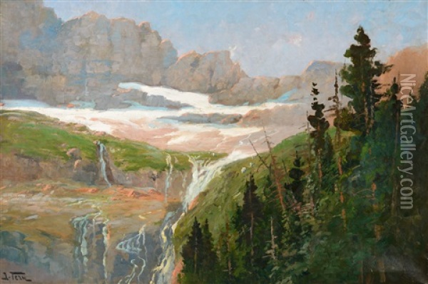Grinnel Glacier Oil Painting - John Fery