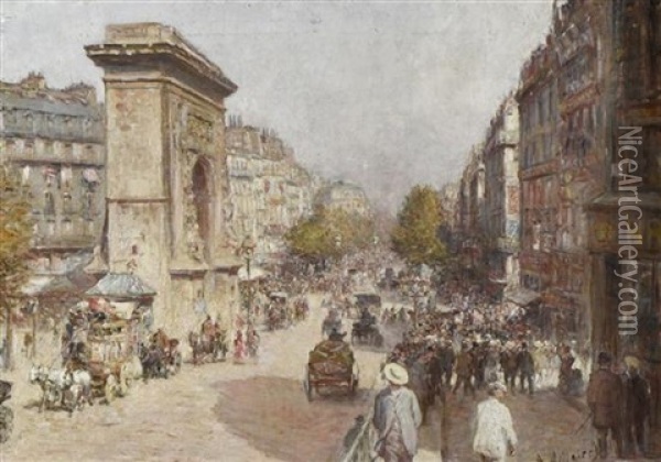 Parisien Street View Oil Painting - Anatole Eugene Hillairet