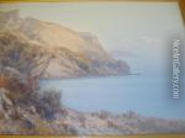 Rocky Coastal Inlet Oil Painting - Frederick John Widgery