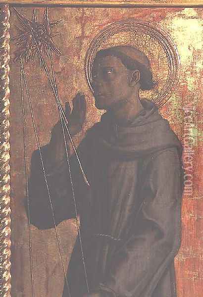 St. Francis, detail from the San Silvestro polyptych, 1468 Oil Painting - Carlo Crivelli