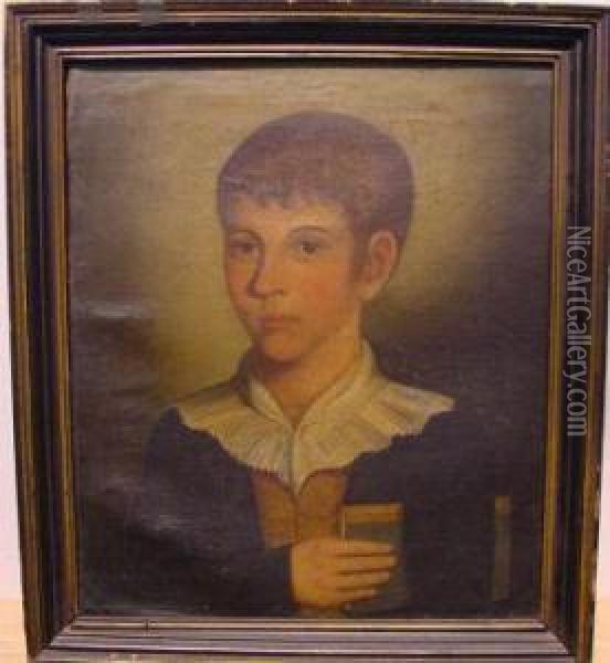 Portrait Of A Boy Holding A Book Oil Painting - John, Brewster Jnr.