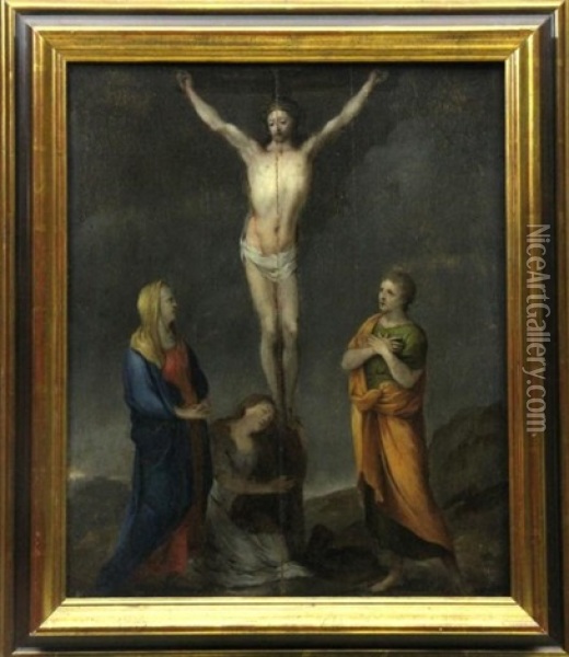 La Crucifixion Entre Saint Jean, La Vierge Et Marie-madeleine Oil Painting - Lubin Baugin