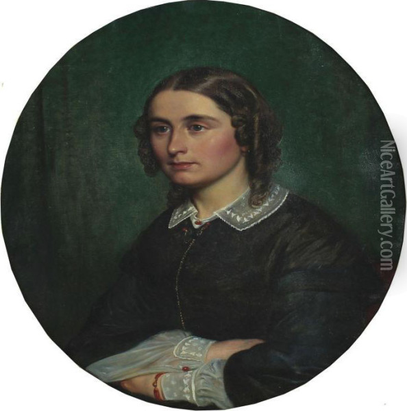 Oval Portrait Of Mrs Oil Painting - Wilhelm Marstrand