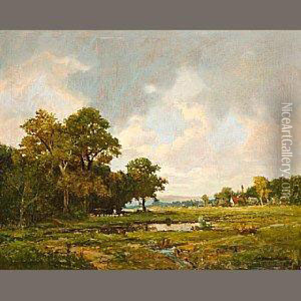 Pastoral Landscape Oil Painting - Jerome B. Thompson